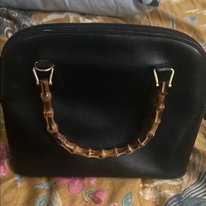 Authentic GUCCI Black Handbag with Bamboo Handles